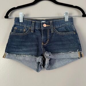 Old‎ Navy Girl's Dark Wash Adjustable Waist Cuffed Jean Shorts SZ 8